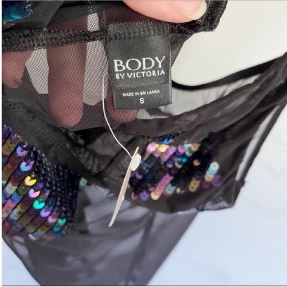 Victoria's Secret camisole black mesh sequins v neck sheer - Picture 5 of 7